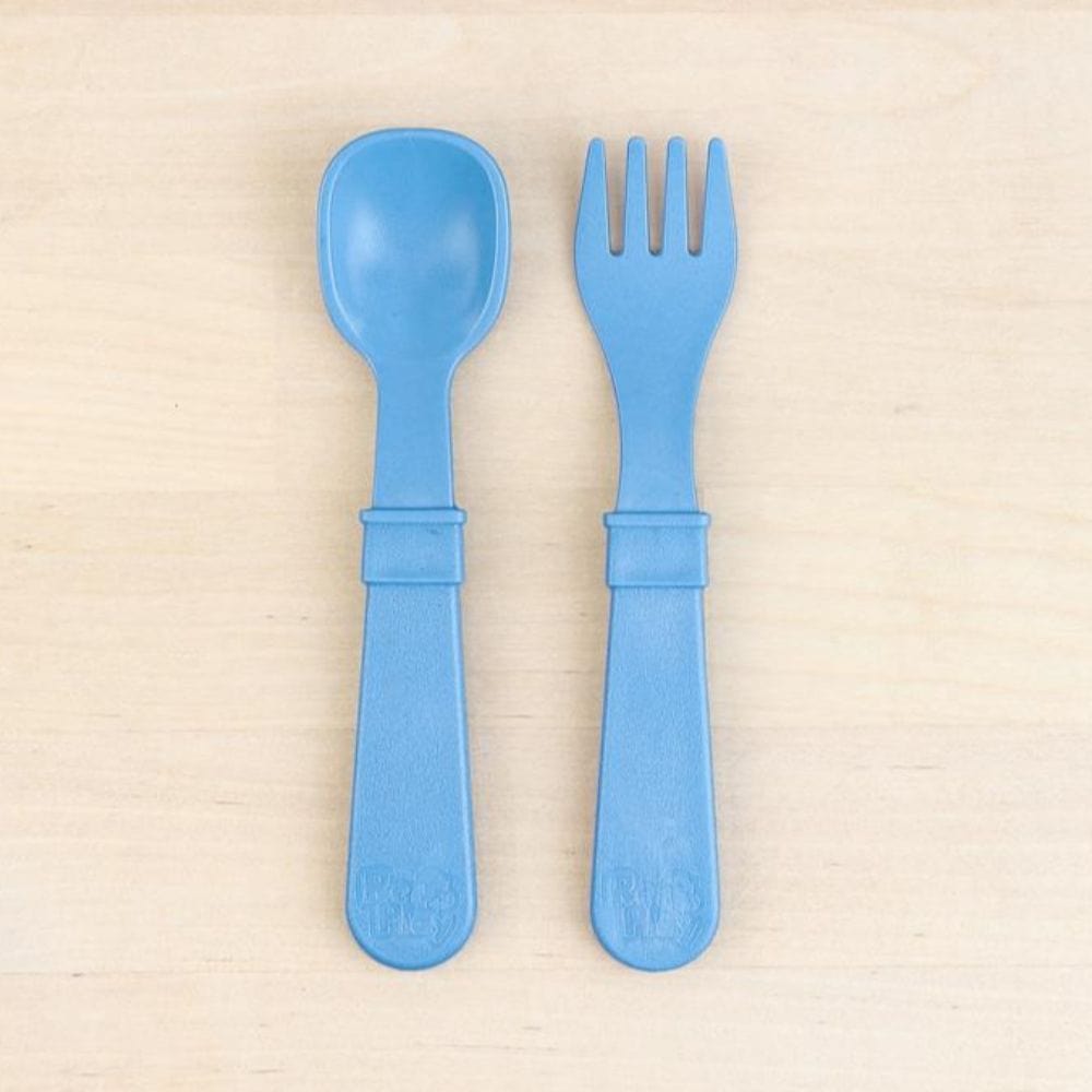  OmieBox Kids Utensils Set with Case - 2 Piece Plastic, Reusable  Fork and Spoon Silverware with Pod for Kids (Blue) : Baby