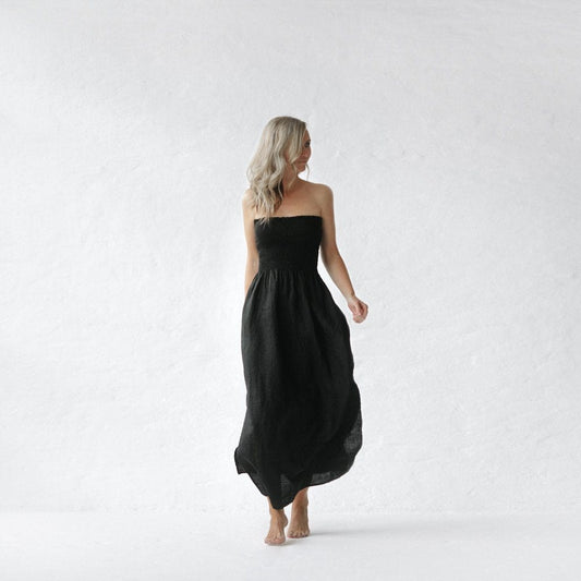 Seaside Tones Eva Dress - Black