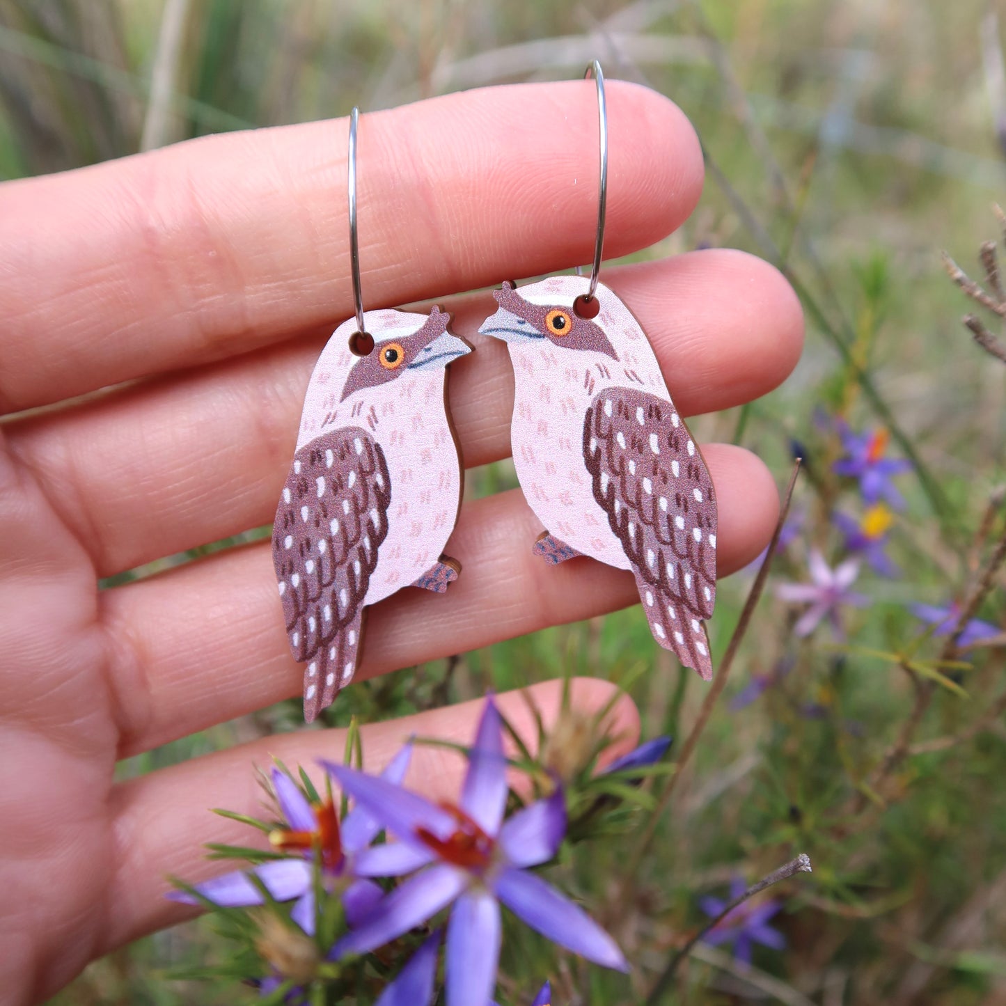 Pixie Nut & Co. Tawny Frogmouth Hoop Earrings