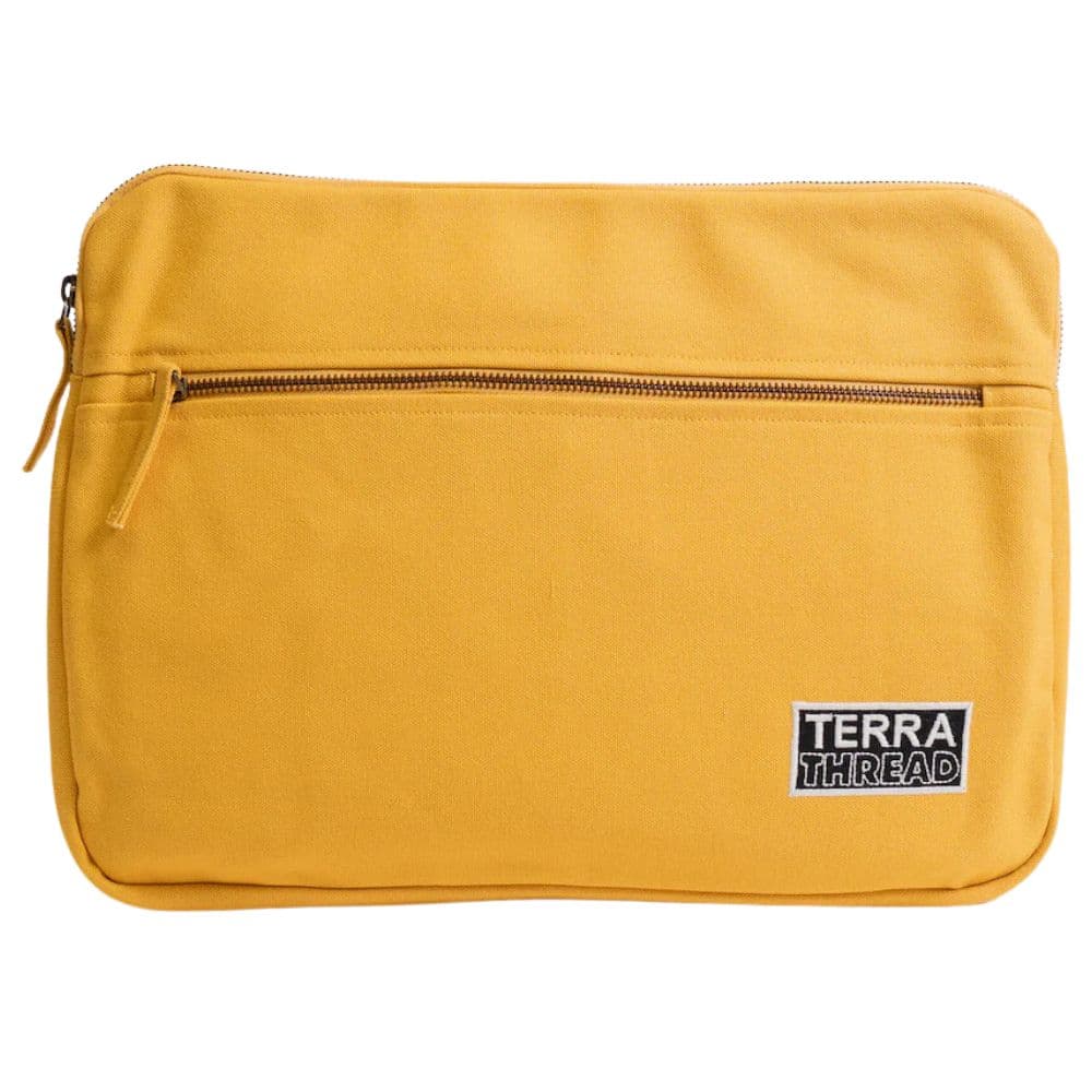 Terra Thread Organic Cotton Laptop Sleeve 15 Inch Mustard Yellow