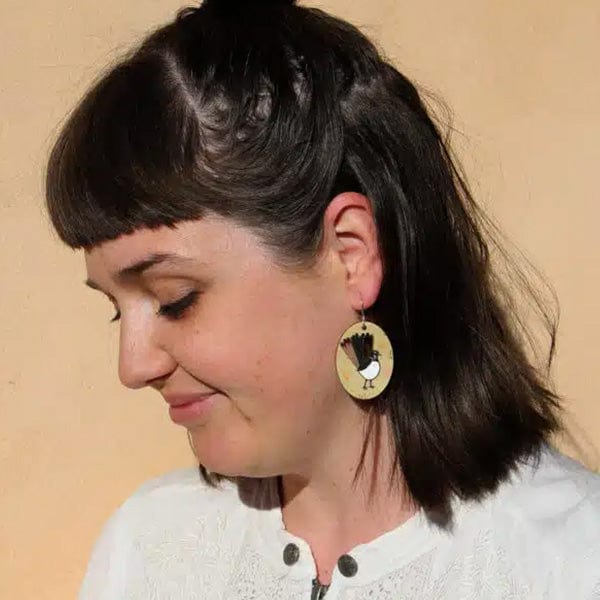 To The Trees Australian Bird Earrings Willie Wagtails Small