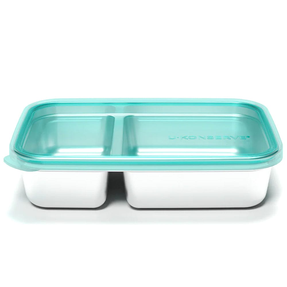 U Konserve Rectangle Divided Stainless Steel 825ml / 28oz Island Teal Silicone Lid
