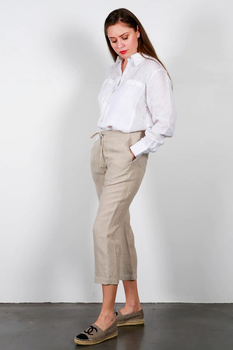 Zephyr Lounge Wear 3/4 Linen Pant Natural