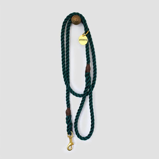 Animals In Charge All Weather Rope Leash - Forest Green Brass