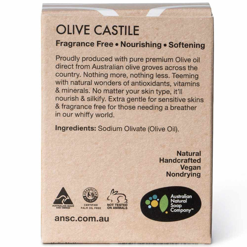 Australian Natural Soap Company Olive Castile Soap Bar
