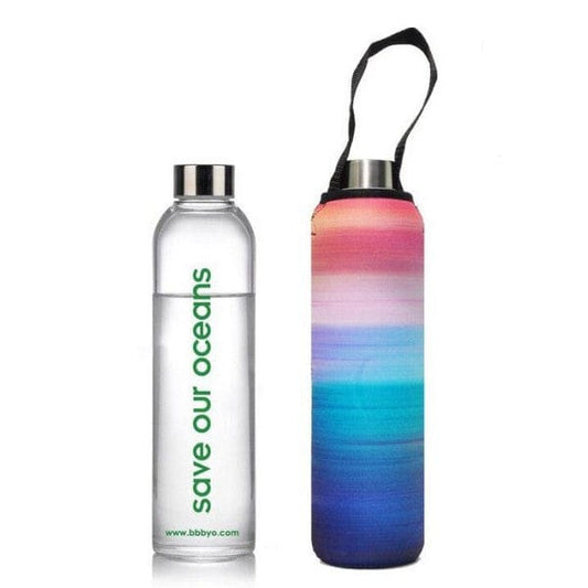 BBBYO Glass Water Bottle with Cover 750ml Peace