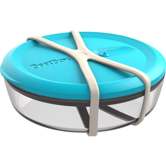 BeetBox Glass Lunch Box Ocean Blue with Cream Band