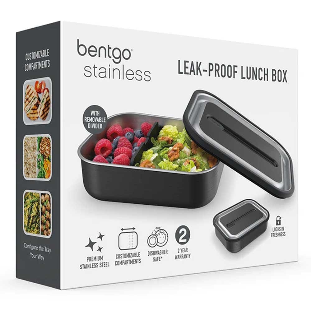 Buy Bentgo Microwavable Stainless Steel Leak-proof Lunch Box 1200ml Black –  Biome New Zealand Online