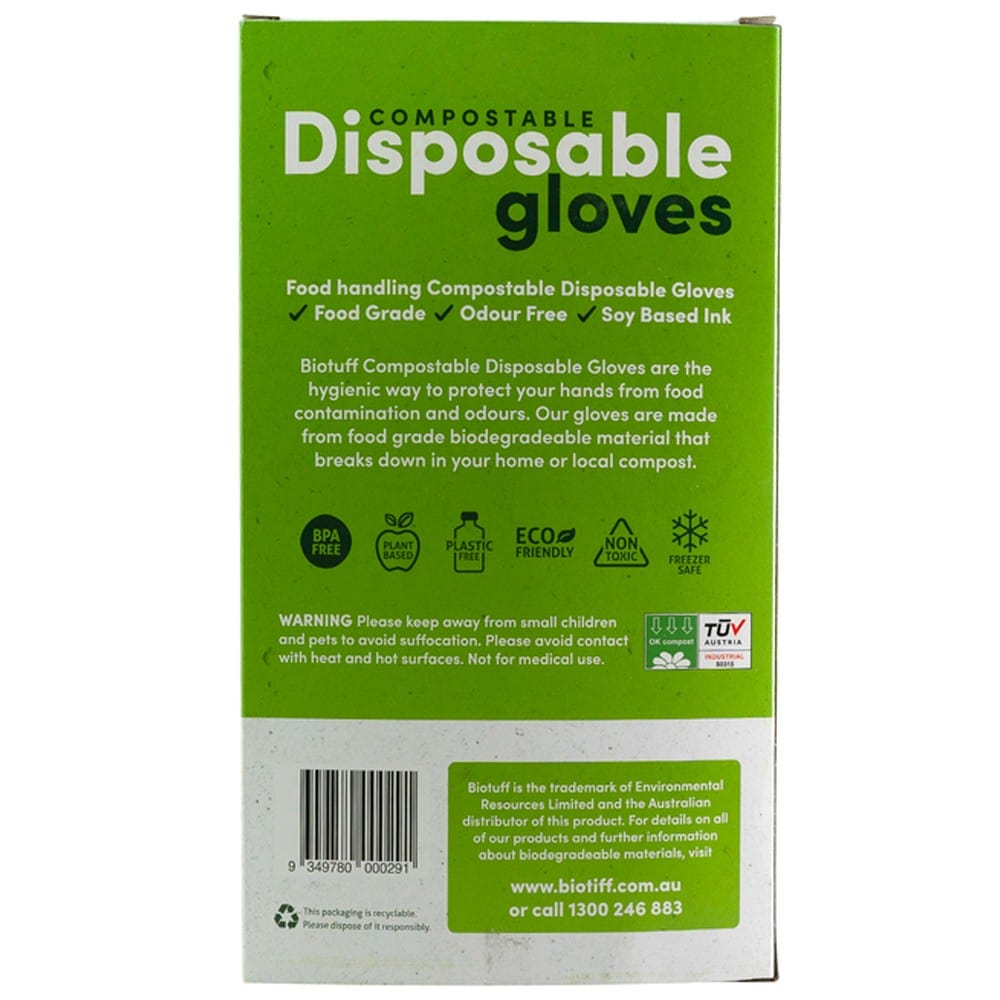 Biotuff Compostable Food Handling Gloves 200pk -  Large