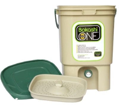 Bokashi compost bin - tan & green (bin only)