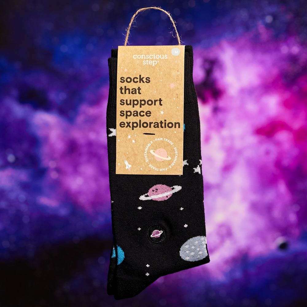 Conscious Step Socks That Support Space Exploration - Black Galaxy