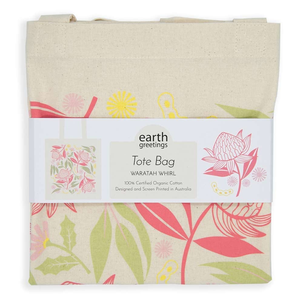 Earth Greetings Organic Cotton Tote Bag- Waratah Whirl