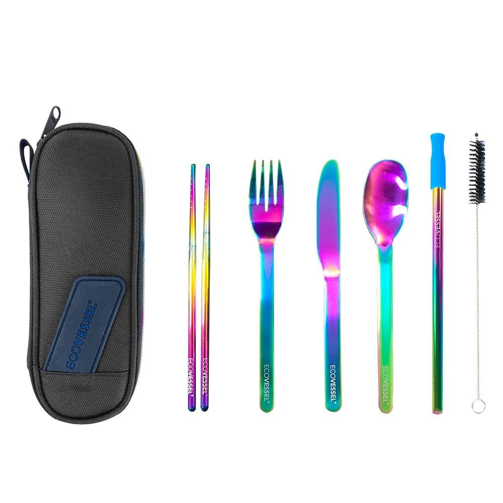 EcoVessel 6 Piece Stainless Steel Utensil Set - Over the Rainbow