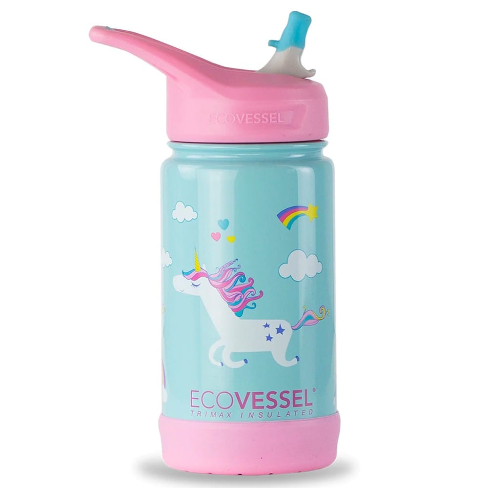 EcoVessel Frost Kids Triple Insulated Bottle with Straw 355ml - Unicorn