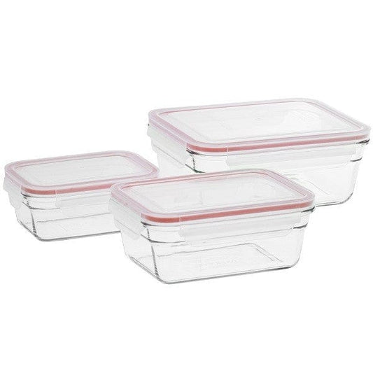 Glasslock Oven Safe Container Set 3 Piece Red