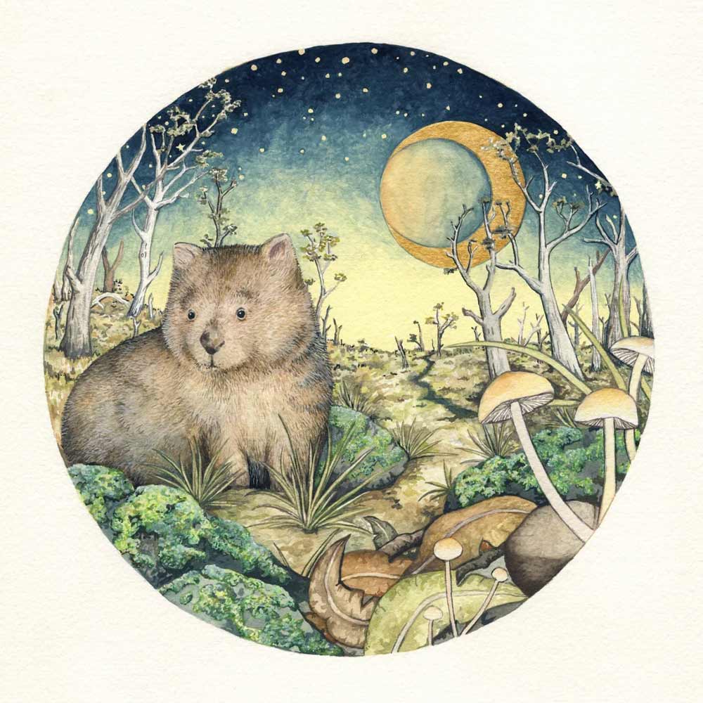 Ingrid Bartkowiak Art Card - Twilight Wombat