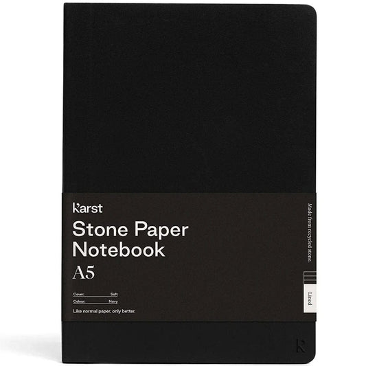 Karst Stone Paper Soft Cover Notebook - Lined A5 - Black