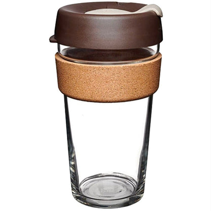 KeepCup Large Glass Cup Cork Band 16oz (454ml) - Almond