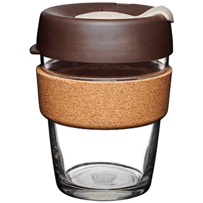 KeepCup Medium Glass Cup Cork Band 12oz (340ml) - Almond
