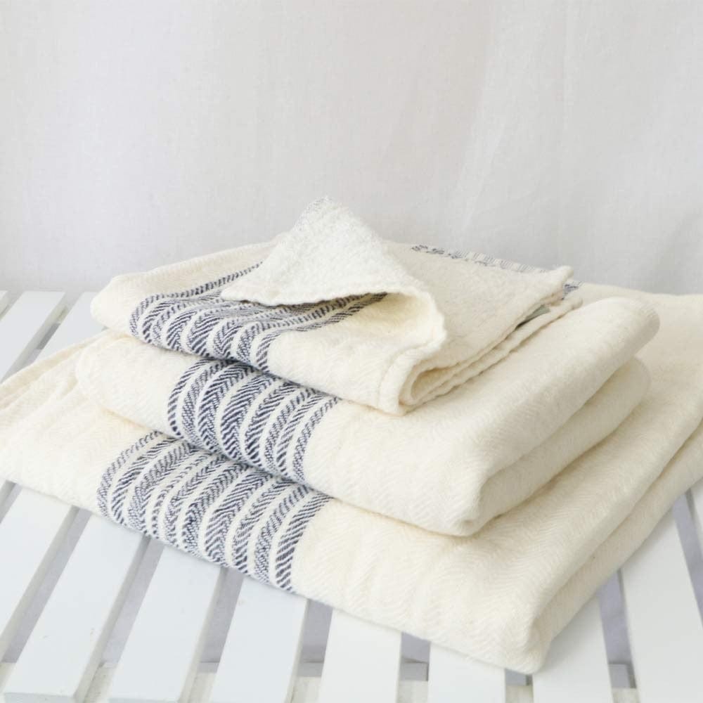 Kontex Lattice Linen Hand Towel, Ivory - Olive + Rose