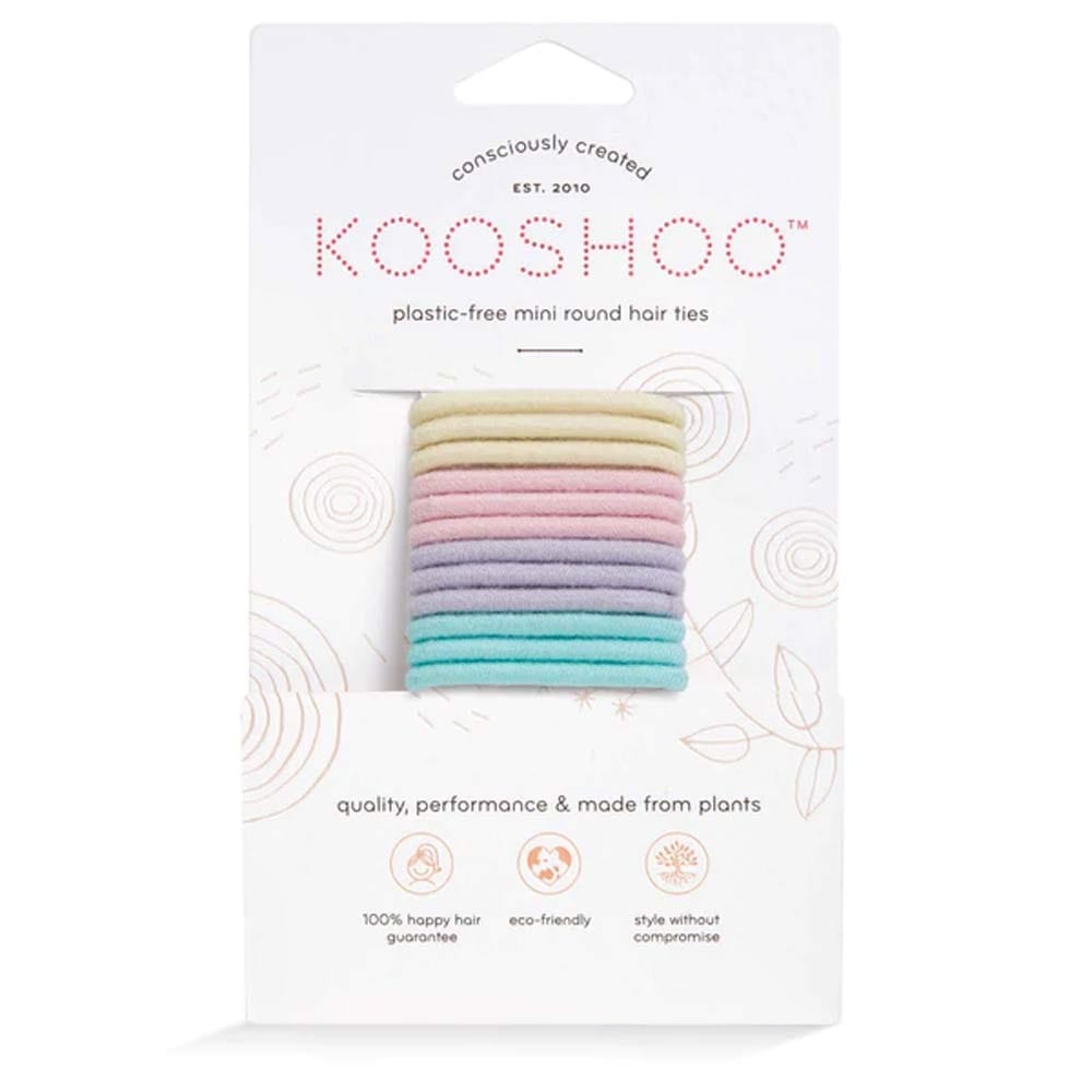 Kooshoo Plastic-Free Round Hair Ties Mini 12 Pack - Pastel Blooms