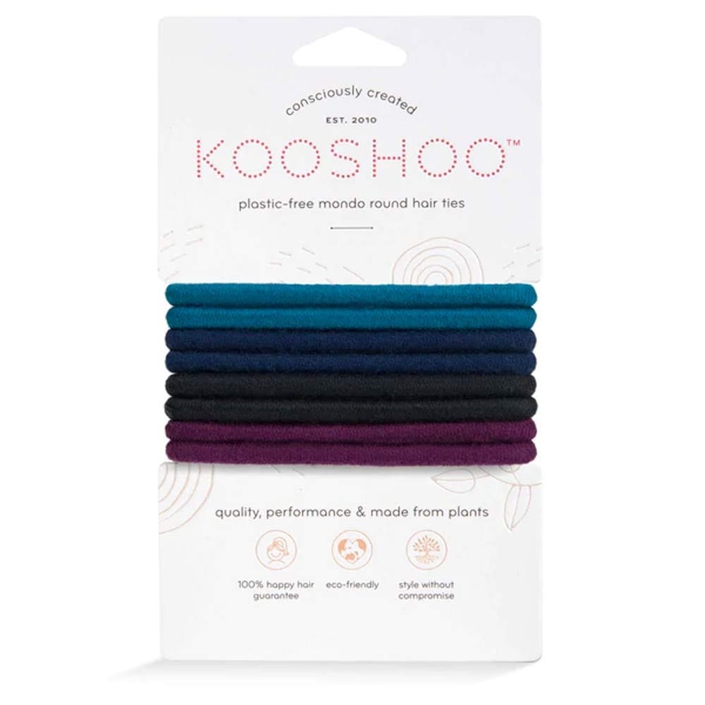Kooshoo Plastic-Free Round Hair Ties Mondo 8 Pack - Dark Hues