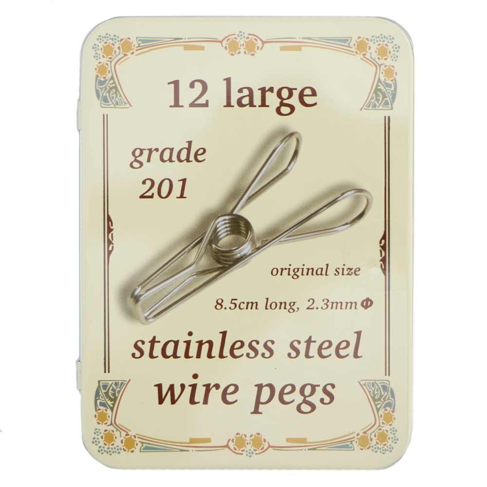 Large Stainless Steel Wire Pegs 201 Grade 2.3mm - 12pc in Tin