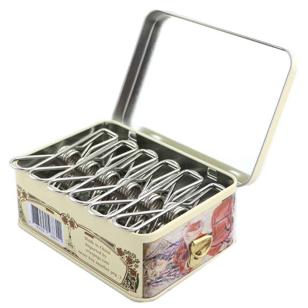 Large Stainless Steel Wire Pegs 201 Grade 2.3mm - 12pc in Tin