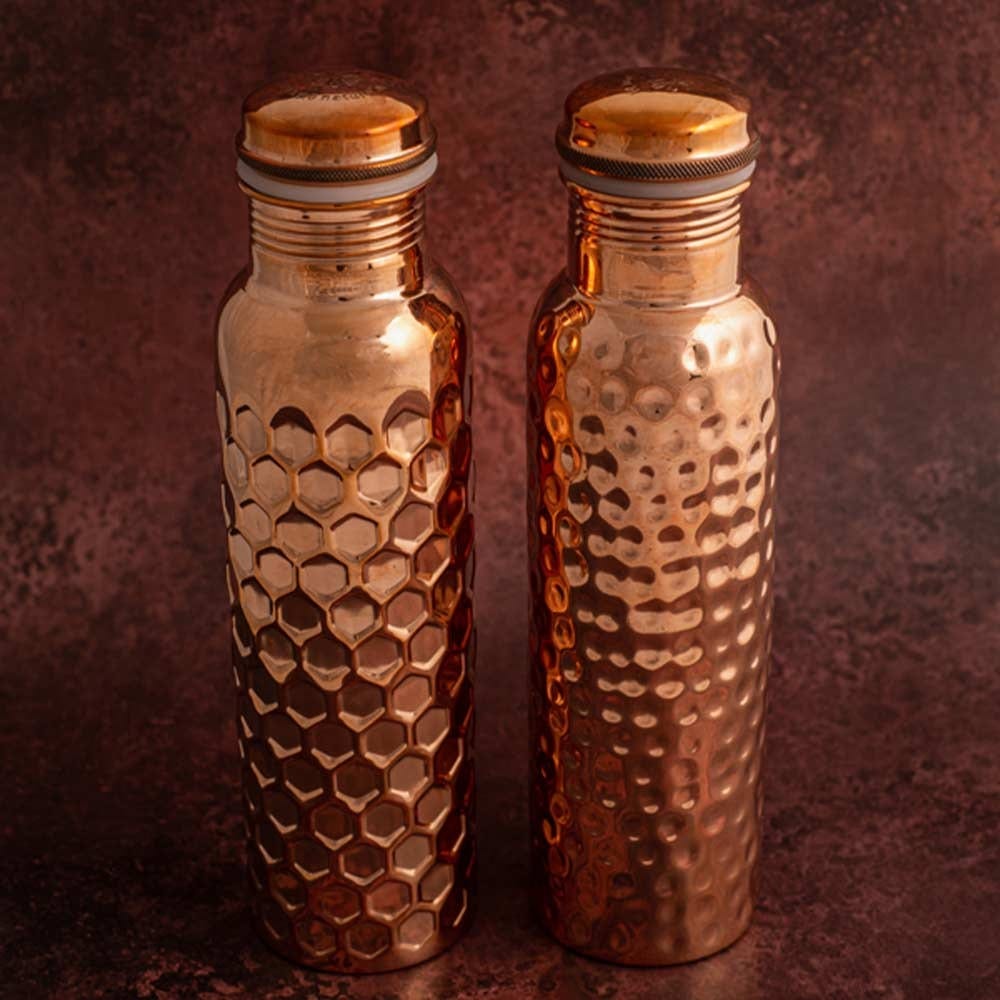 Let's Go Nature'al Copper Water Bottle 950ml -  Traditional Hammered