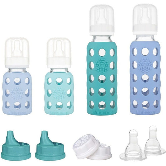 Lifefactory Glass Baby Bottle Starter Set 4pk - Green/Blue