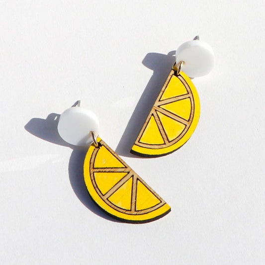 One Happy Leaf Lemon Slice Dangle Earrings