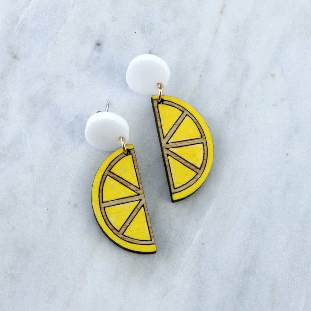 One Happy Leaf Lemon Slice Dangle Earrings