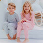 Organic Nights Children's Rib-Knit Long Pyjama Set - Cameo Pink