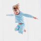 Organic Nights Children's Rib-Knit Long Pyjama Set - Powder Blue