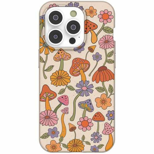 Pela Eco-Friendly iPhone 14 PRO Case Magsafe Module - Shrooms & Blooms