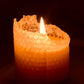 Queen B Hand Rolled Honeycomb Beeswax Narrow Pillar Candle - 15cm/50hr Burn Time