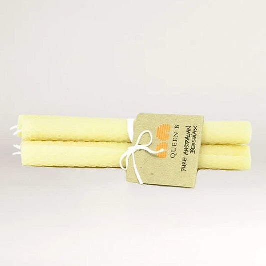 Queen B Hand Rolled Honeycomb Taper Candles 4pk - 20cm/6hr Burn Time