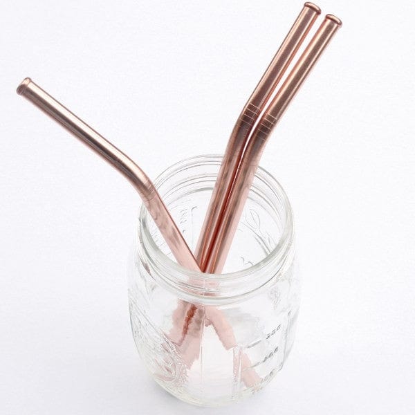 Rose Gold Stainless Steel Safety Straw 8mm - Bent