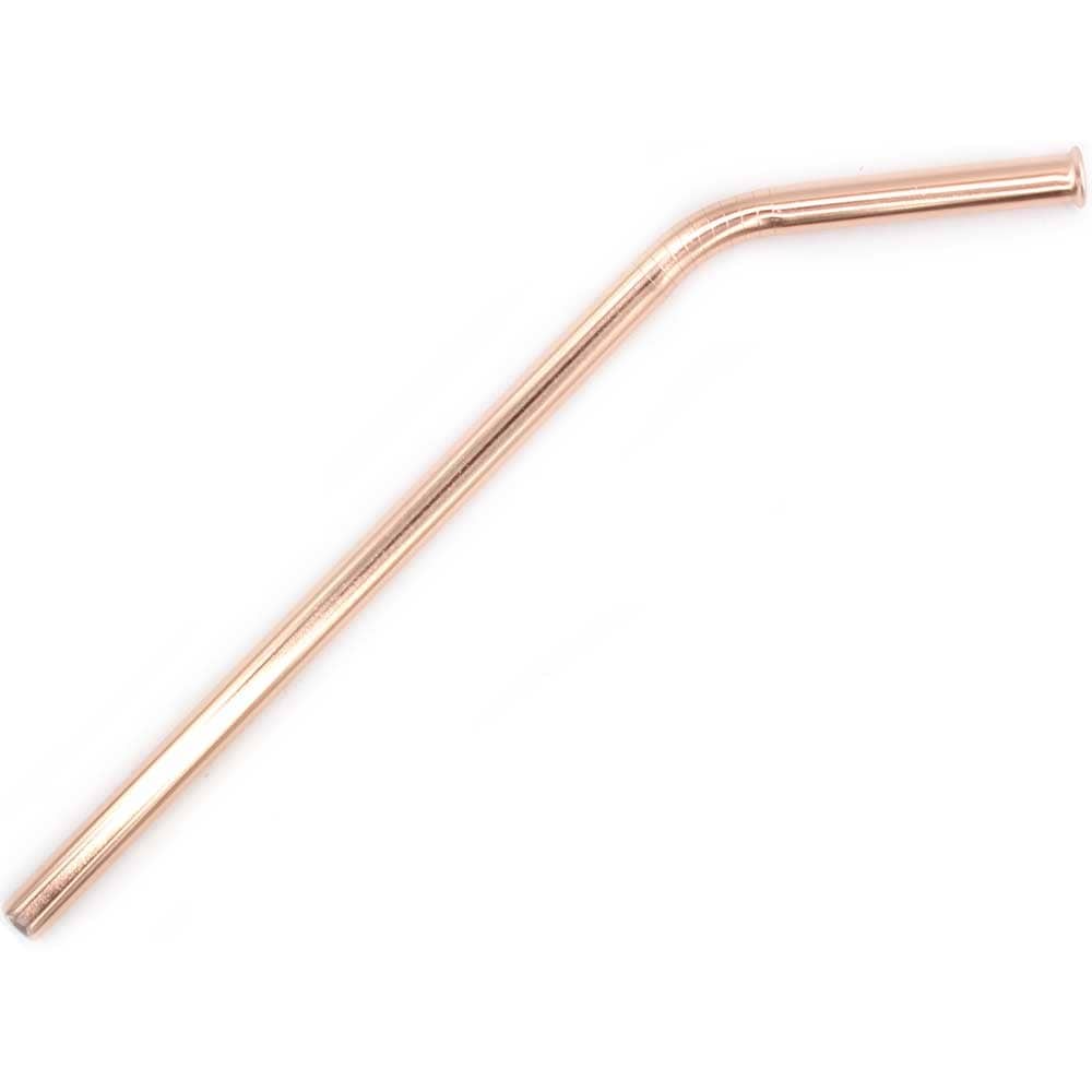 Rose Gold Stainless Steel Safety Straw 8mm - Bent (BULK 50 Pack)