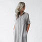 Seaside Tones Maxi Shirt Dress - Light Grey