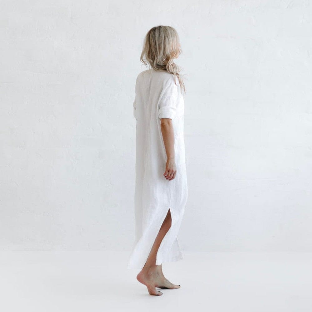 Seaside Tones Maxi Shirt Dress - White