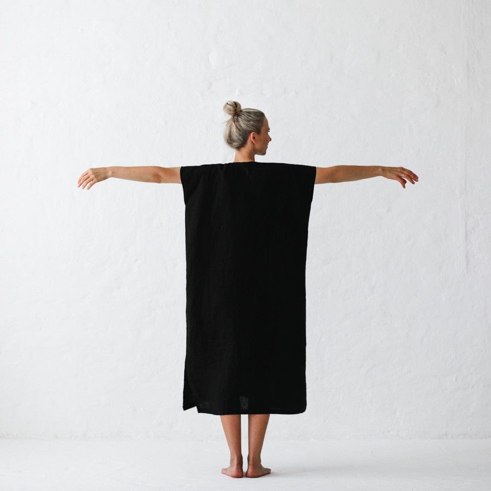 Seaside Tones V Neck Dress Black