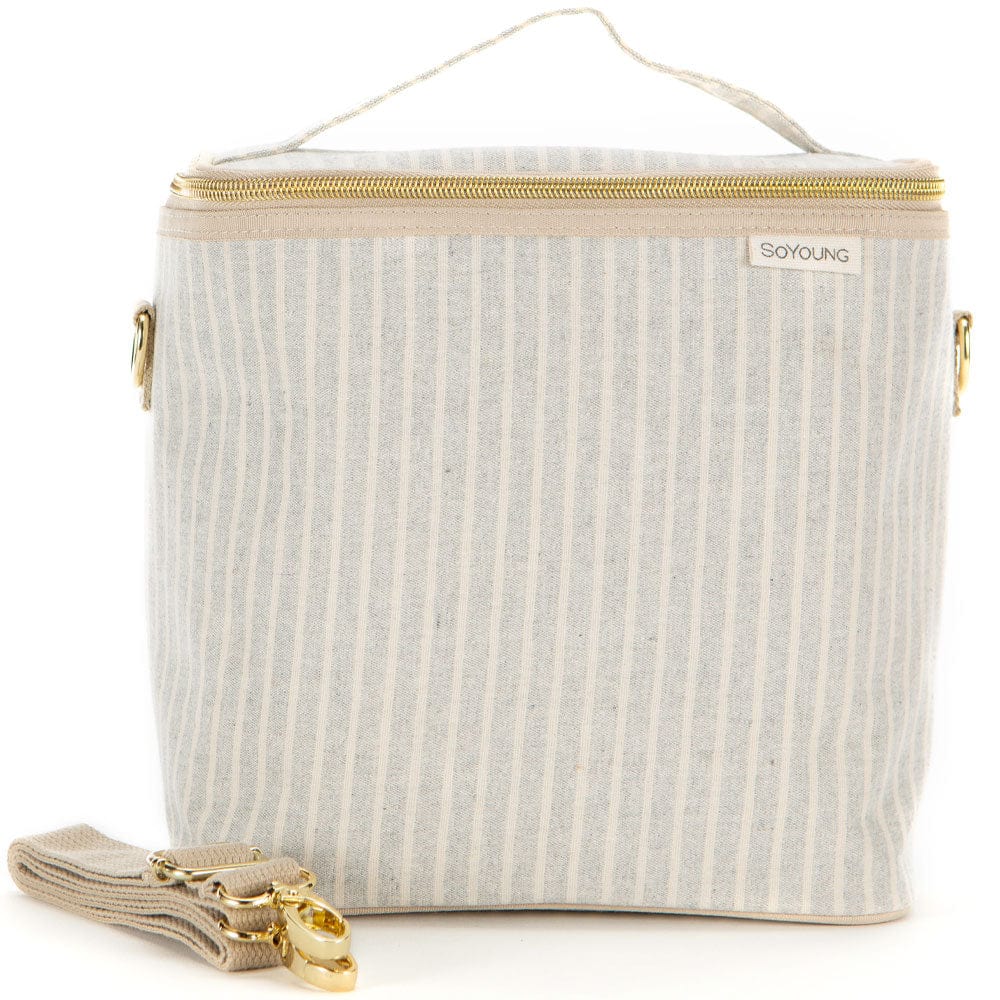 SoYoung Large Raw Linen Lunch Poche Insulated Cooler Bag - Sand & Stone