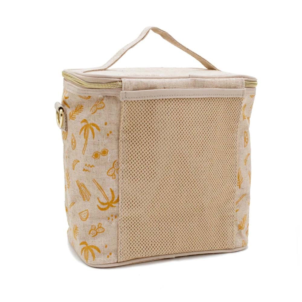 SoYoung Large Raw Linen Lunch Poche Insulated Cooler Bag - Sunkissed