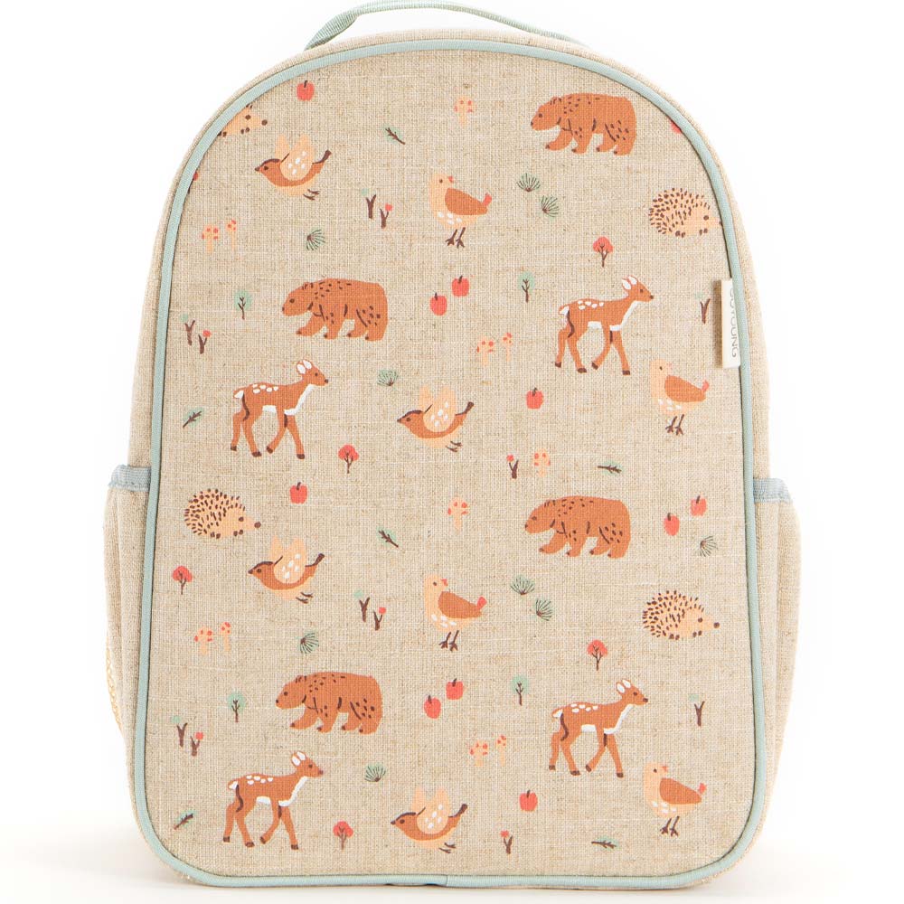 SoYoung Raw Linen Toddler Backpack - Forest Friends
