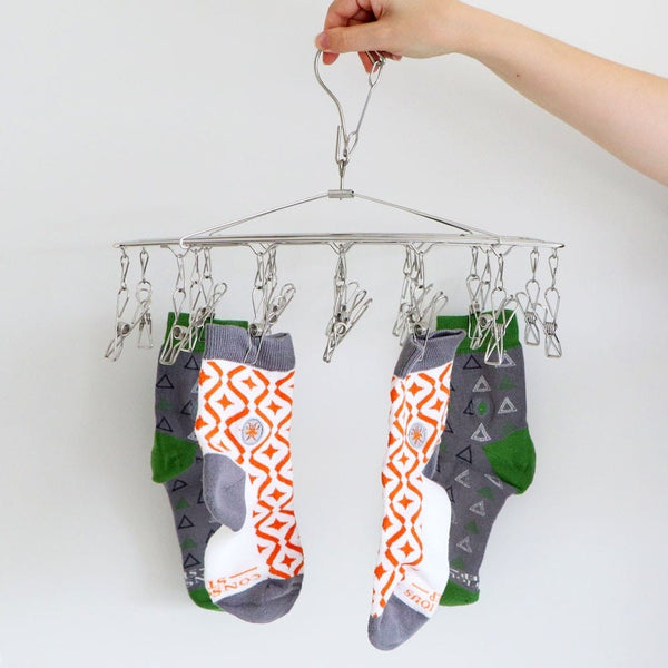 Stainless steel sock hanger for air-drying small garments