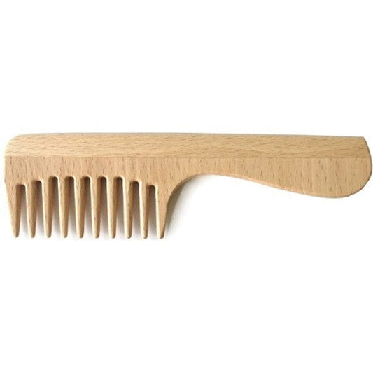 Wooden Wide-Tooth Comb With Handle